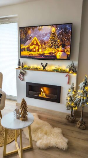 Wandbiohaard met glas 900x400 Slim zwart structuur mat